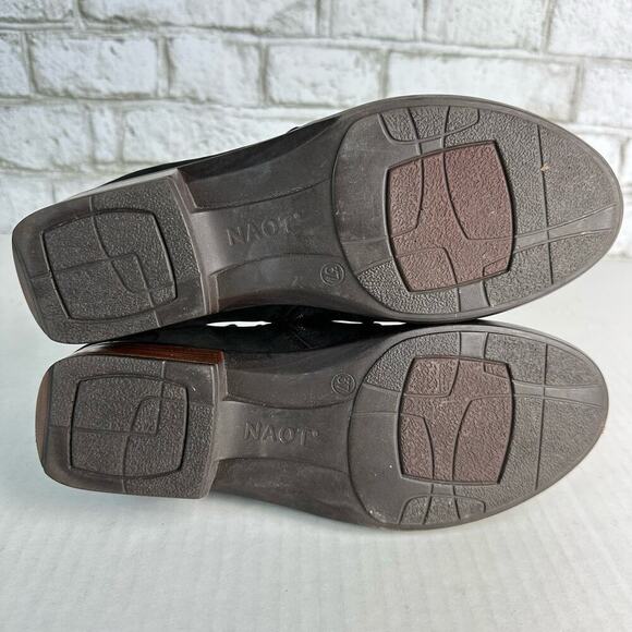 Naot Boots Leveche Ankle Booties Suede Leather Cut Out Heel Black 37 6 6.5 - Picture 4 of 11